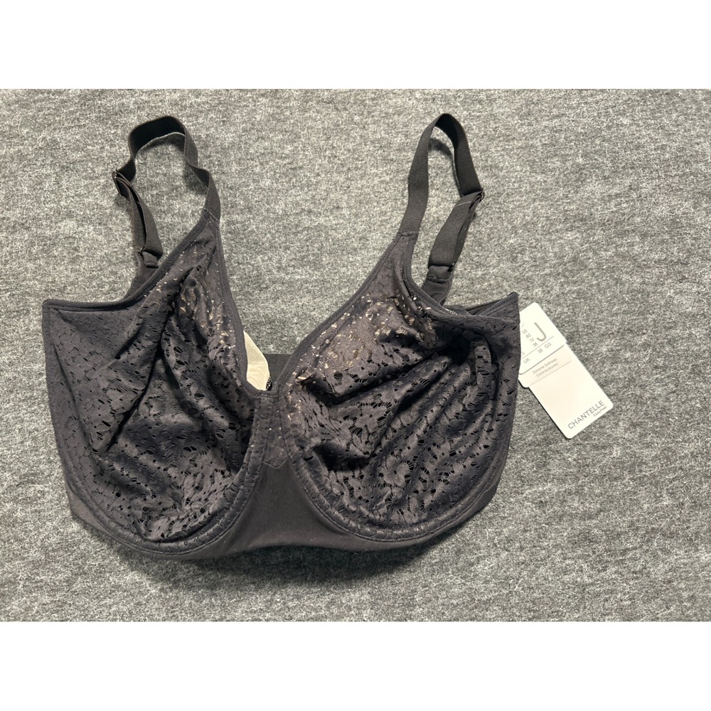 Chantelle Norah Comfort Underwire Bra Womens 36J Black NEW Floral Lace C13F10